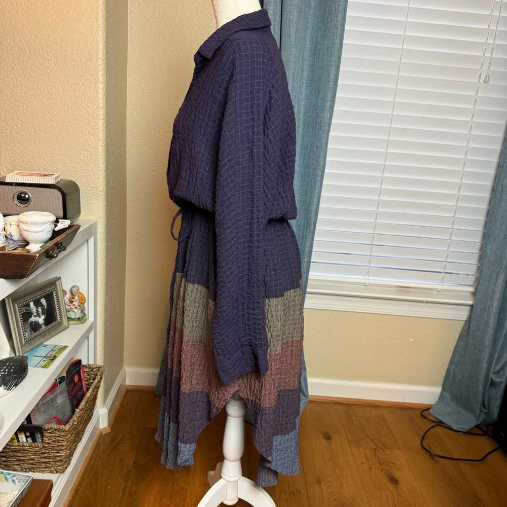 Free People Ray of Light Colorblock Shirtdress w/ Pockets Plum Sz M - Picture 7 of 11